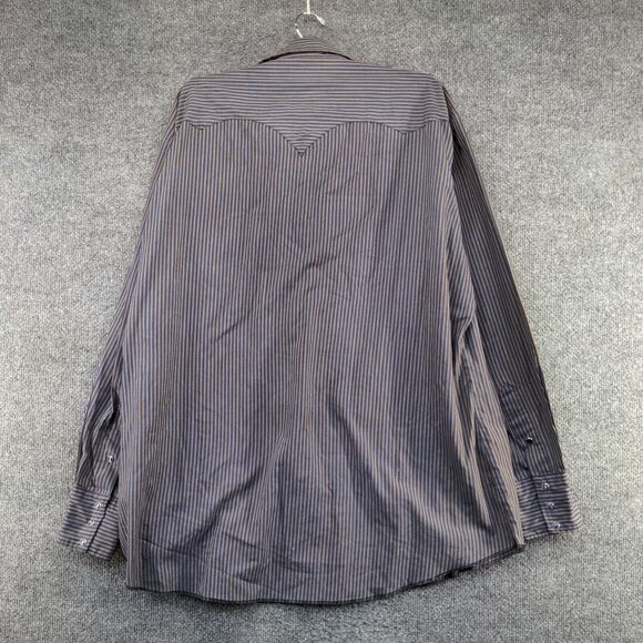 Tem Tex Men's Dress Shirt Multi Striped 18 36 Long Sleeve Pearl Snap Pockets - Picture 5 of 12